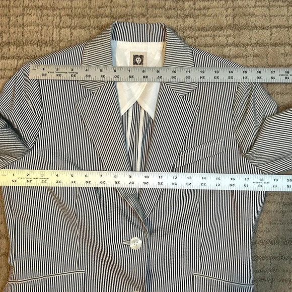 Anne Klein seer sucker black/white blazer size 8 - Picture 7 of 11